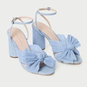 LOEFFLER RANDALL Camellia Blue Pleated Bow Heel